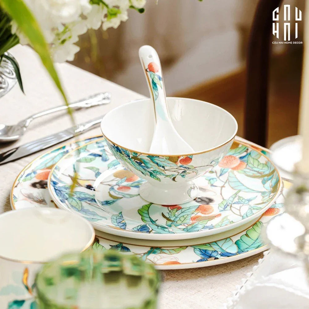 HOME COUTURE - SET CHÉN DĨA IMPERIAL JARDIN 4PCS - CẬU HAI HOME DECOR