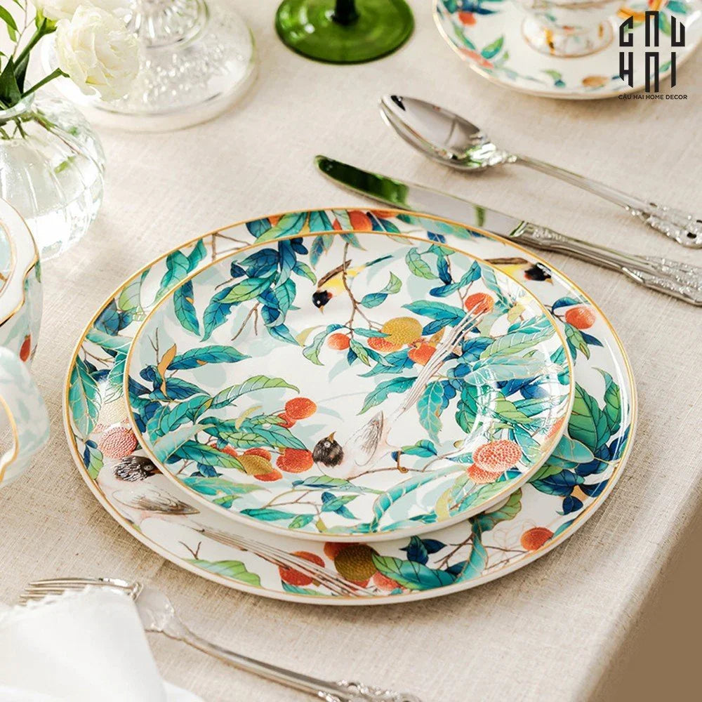 HOME COUTURE - SET CHÉN DĨA IMPERIAL JARDIN 4PCS - CẬU HAI HOME DECOR