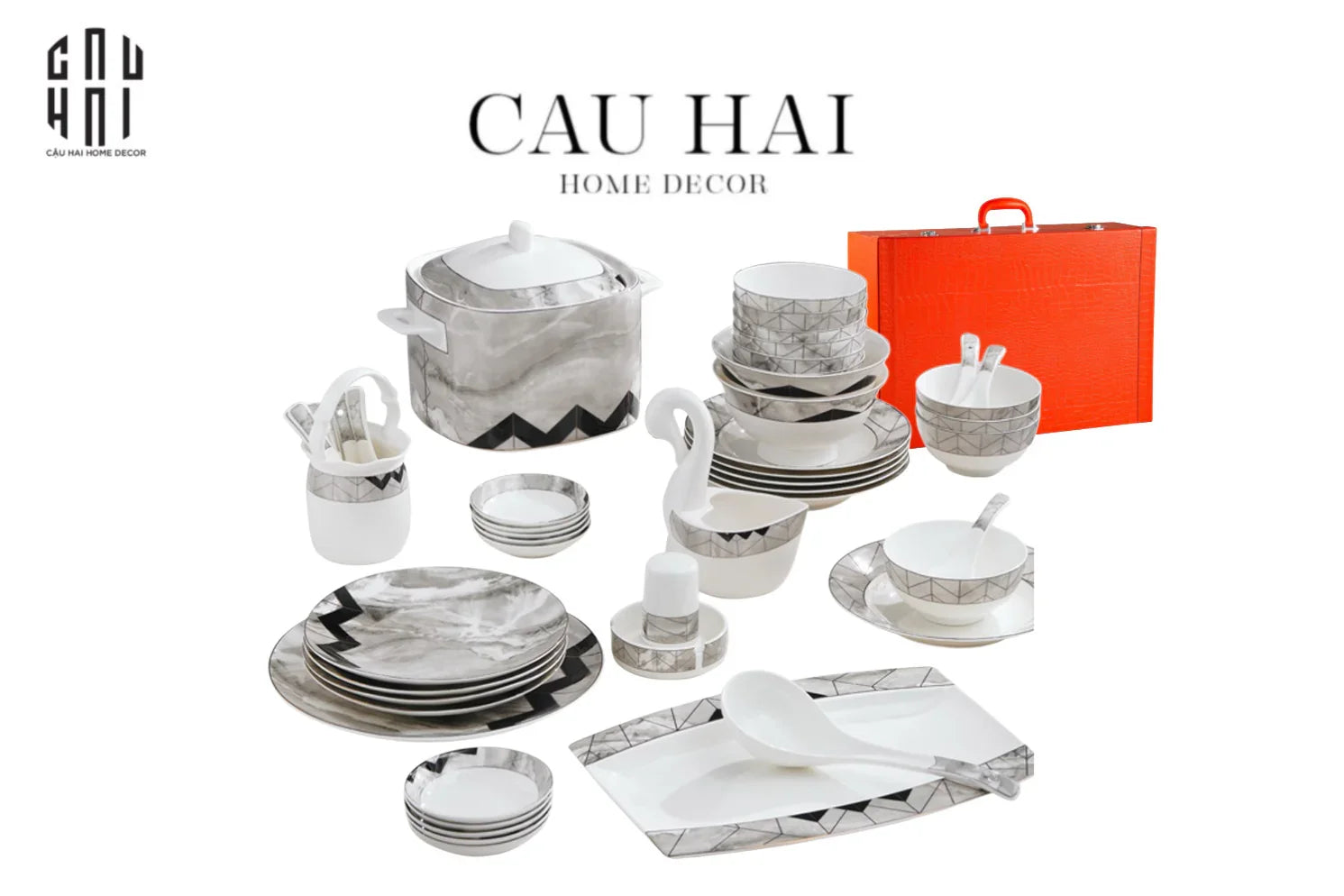 HOME COUTURE - SET CHÉN DĨA KINGSTON 60PCS SS25 - CẬU HAI HOME DECOR