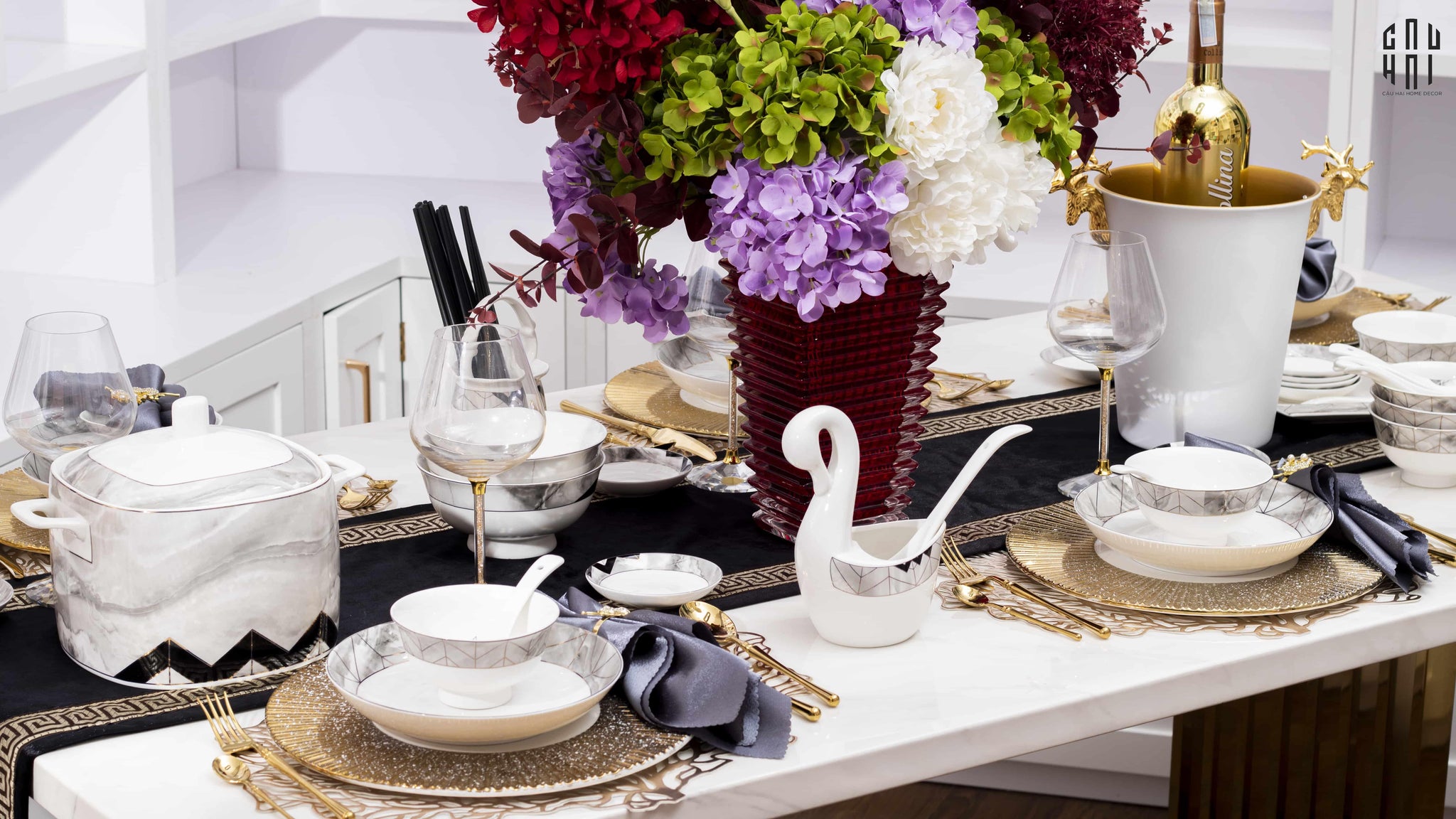 HOME COUTURE - SET CHÉN DĨA KINGSTON 60PCS SS25 - CẬU HAI HOME DECOR