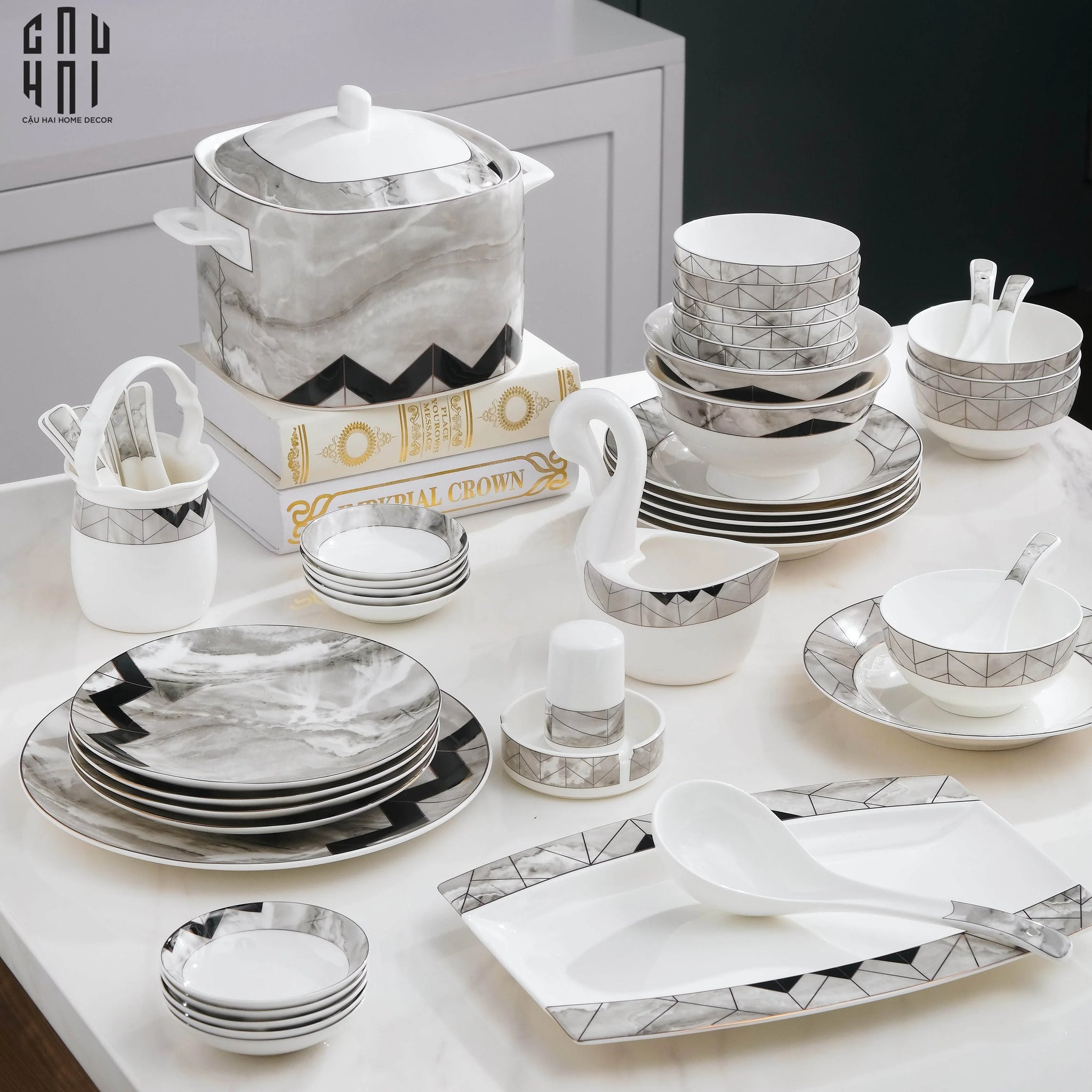HOME COUTURE - SET CHÉN DĨA KINGSTON 60PCS SS25 - CẬU HAI HOME DECOR