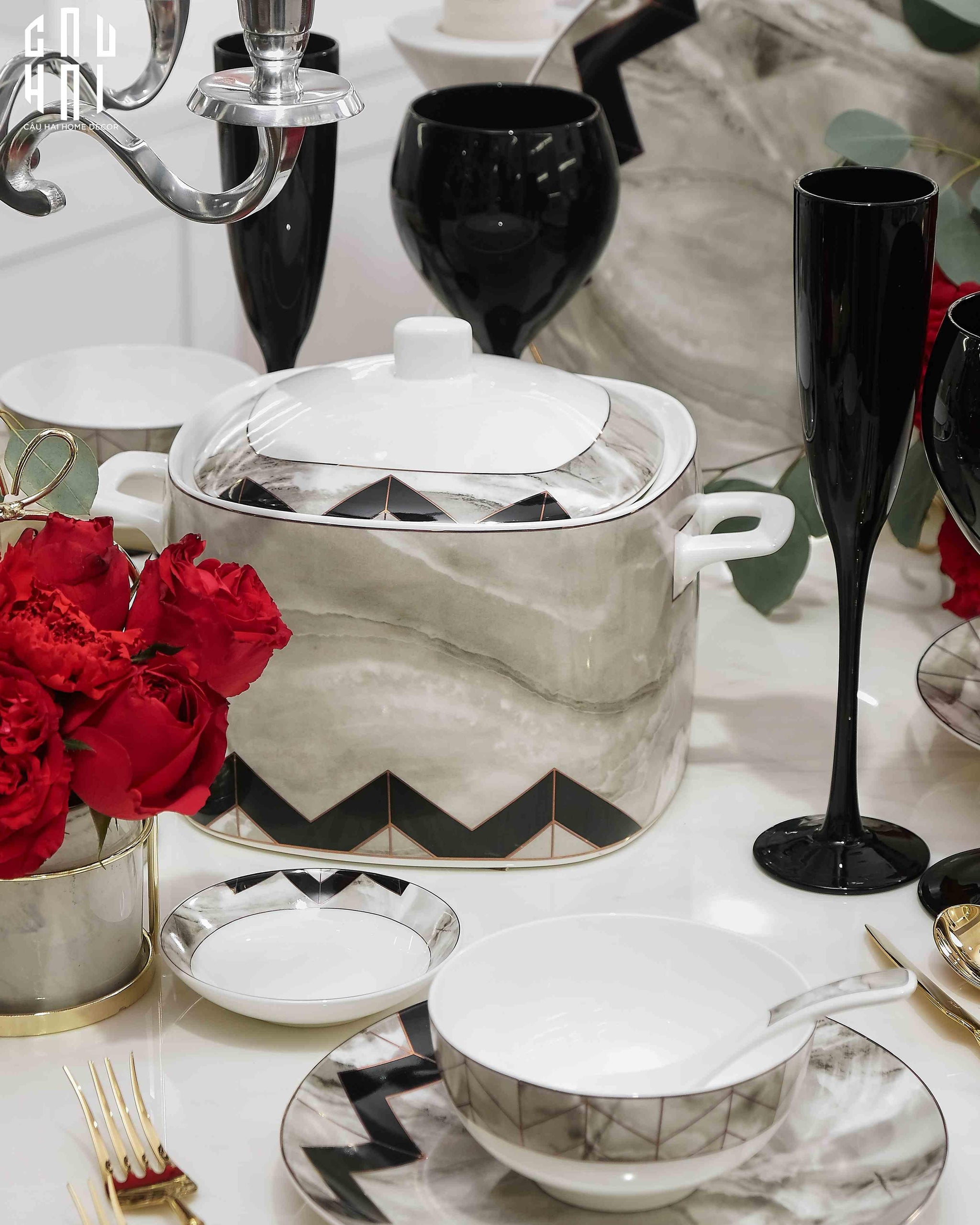 HOME COUTURE - SET CHÉN DĨA KINGSTON 60PCS SS25 - CẬU HAI HOME DECOR