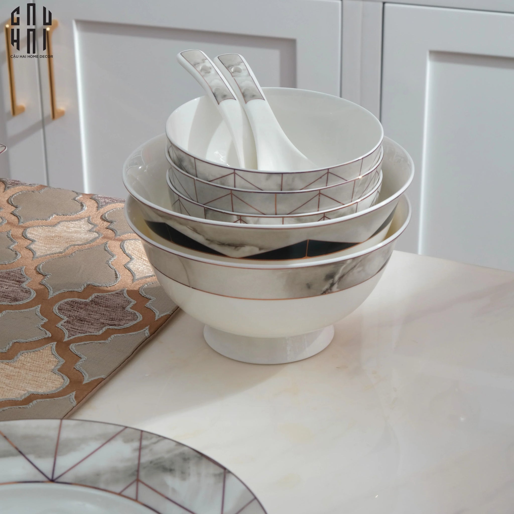 HOME COUTURE - SET CHÉN DĨA KINGSTON 60PCS SS25 - CẬU HAI HOME DECOR