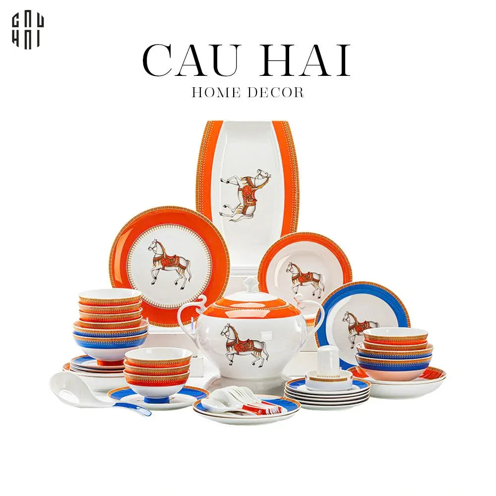 HOME COUTURE - SET CHÉN DĨA "LA CAVALIER ROYALE" - 70PCS - CẬU HAI HOME DECOR