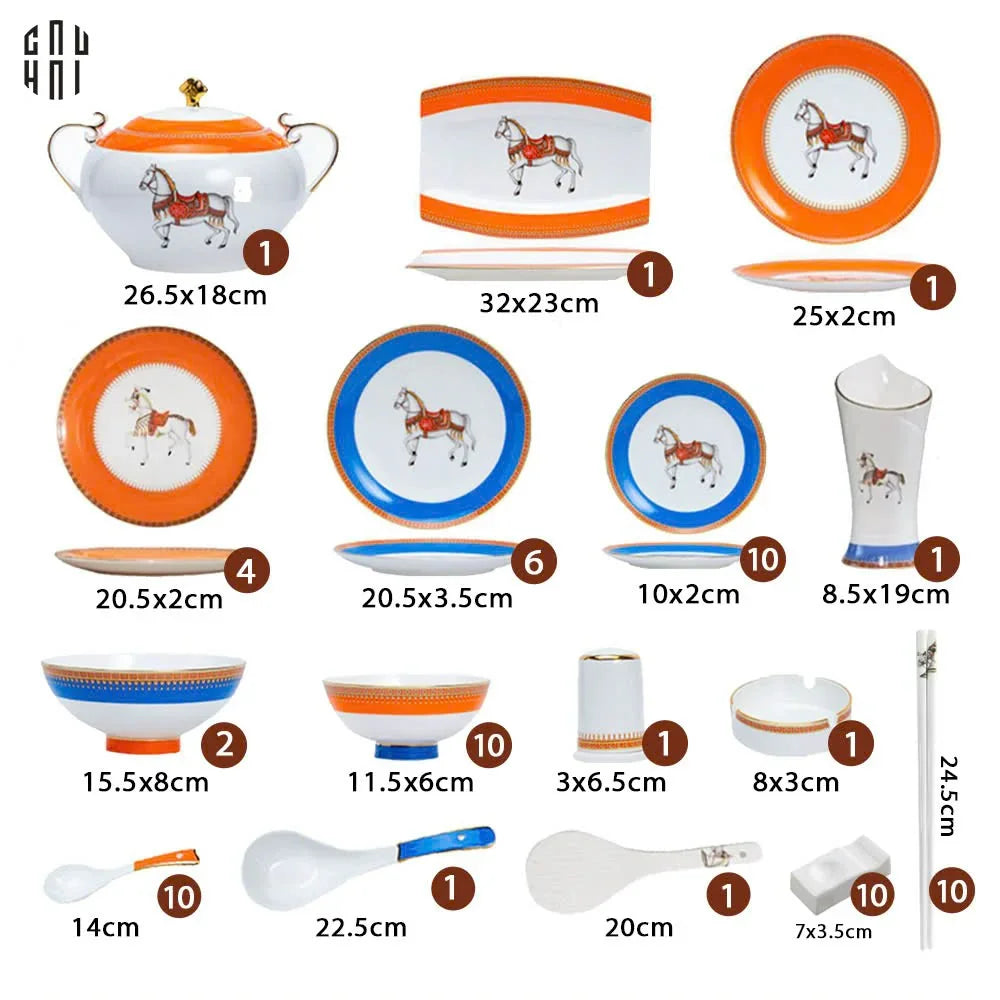 HOME COUTURE - SET CHÉN DĨA "LA CAVALIER ROYALE" - 70PCS - CẬU HAI HOME DECOR