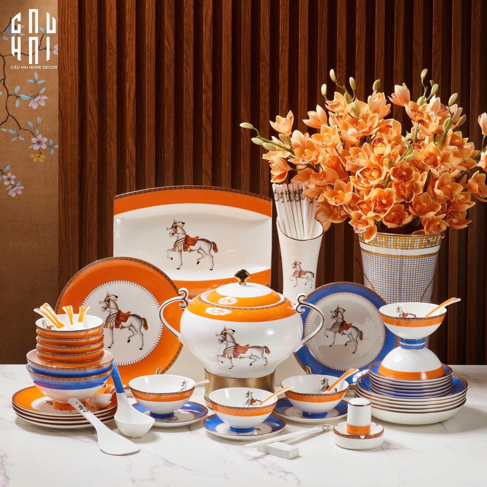 HOME COUTURE - SET CHÉN DĨA "LA CAVALIER ROYALE" - 70PCS - CẬU HAI HOME DECOR