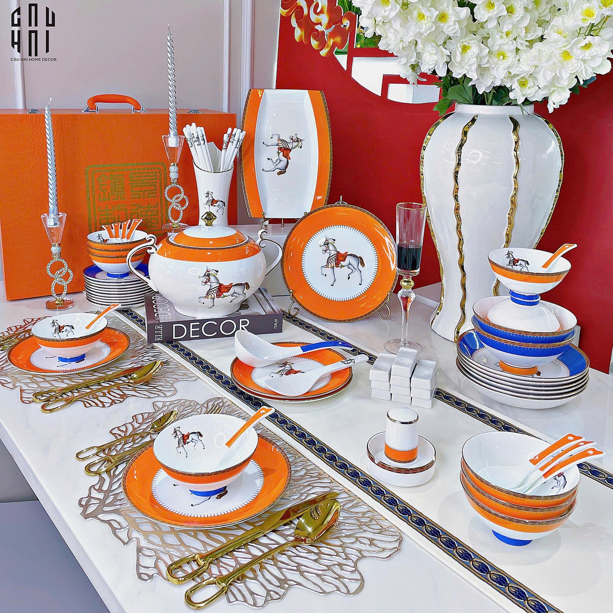 HOME COUTURE - SET CHÉN DĨA "LA CAVALIER ROYALE" - 70PCS - CẬU HAI HOME DECOR