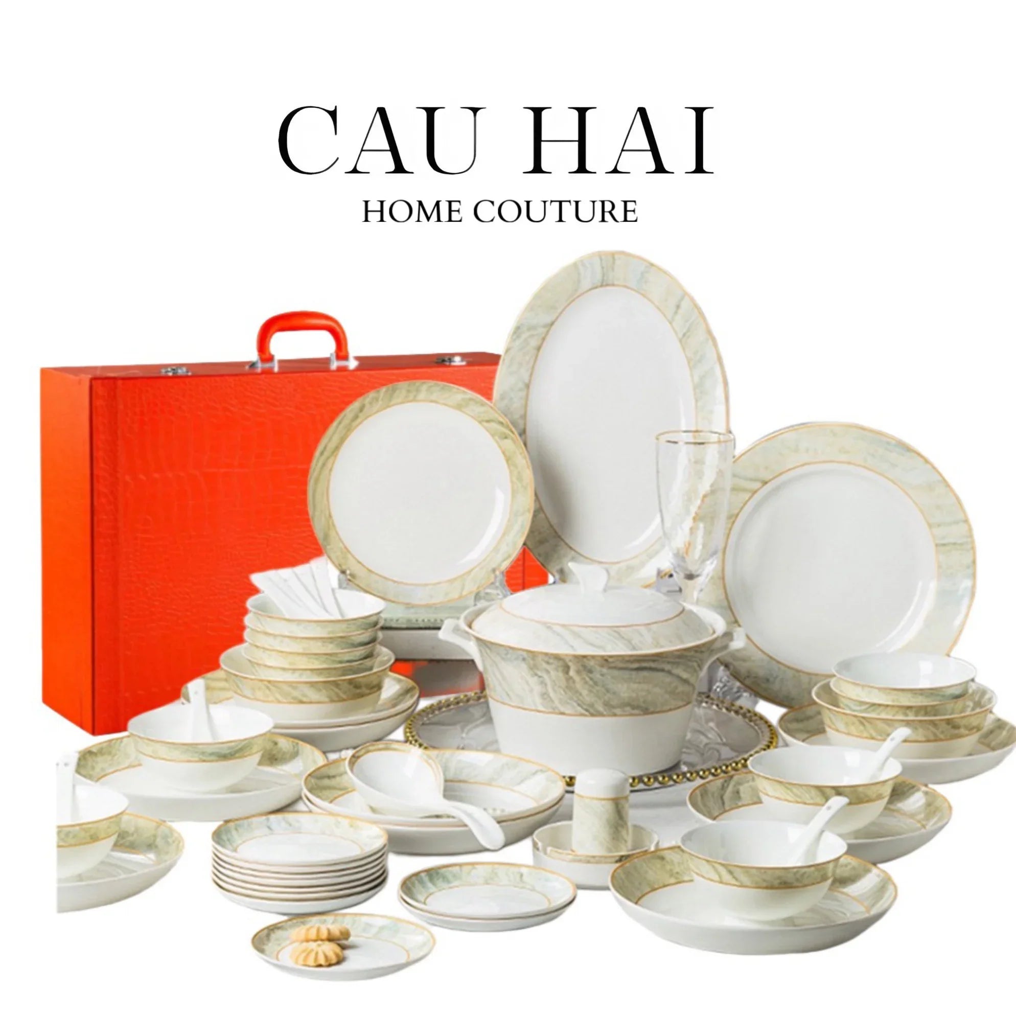 HOME COUTURE - SET CHÉN DĨA LA SATURNE D'OR 58PCS SS25 - CẬU HAI HOME DECOR