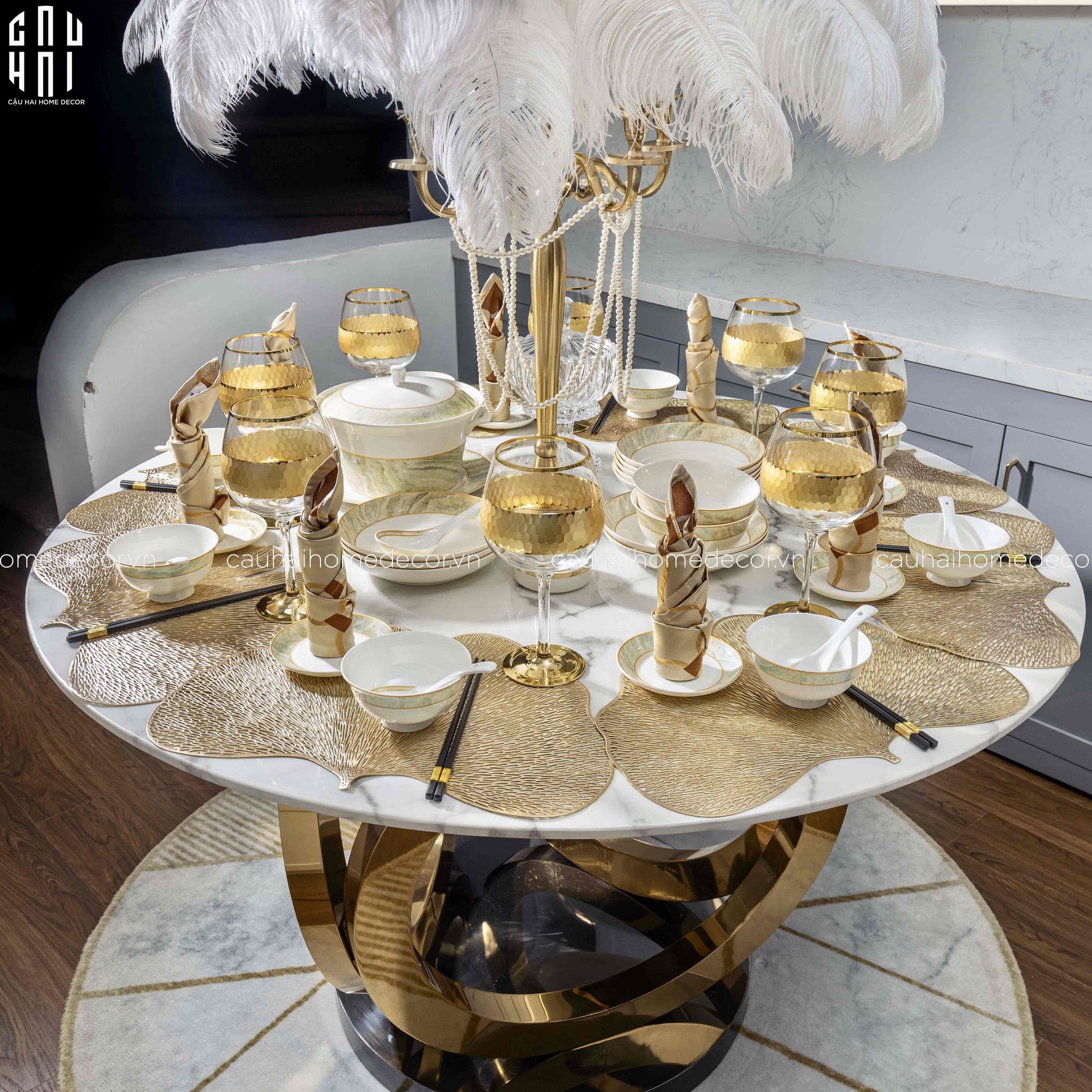 HOME COUTURE - SET CHÉN DĨA LA SATURNE D'OR 58PCS SS25 - CẬU HAI HOME DECOR