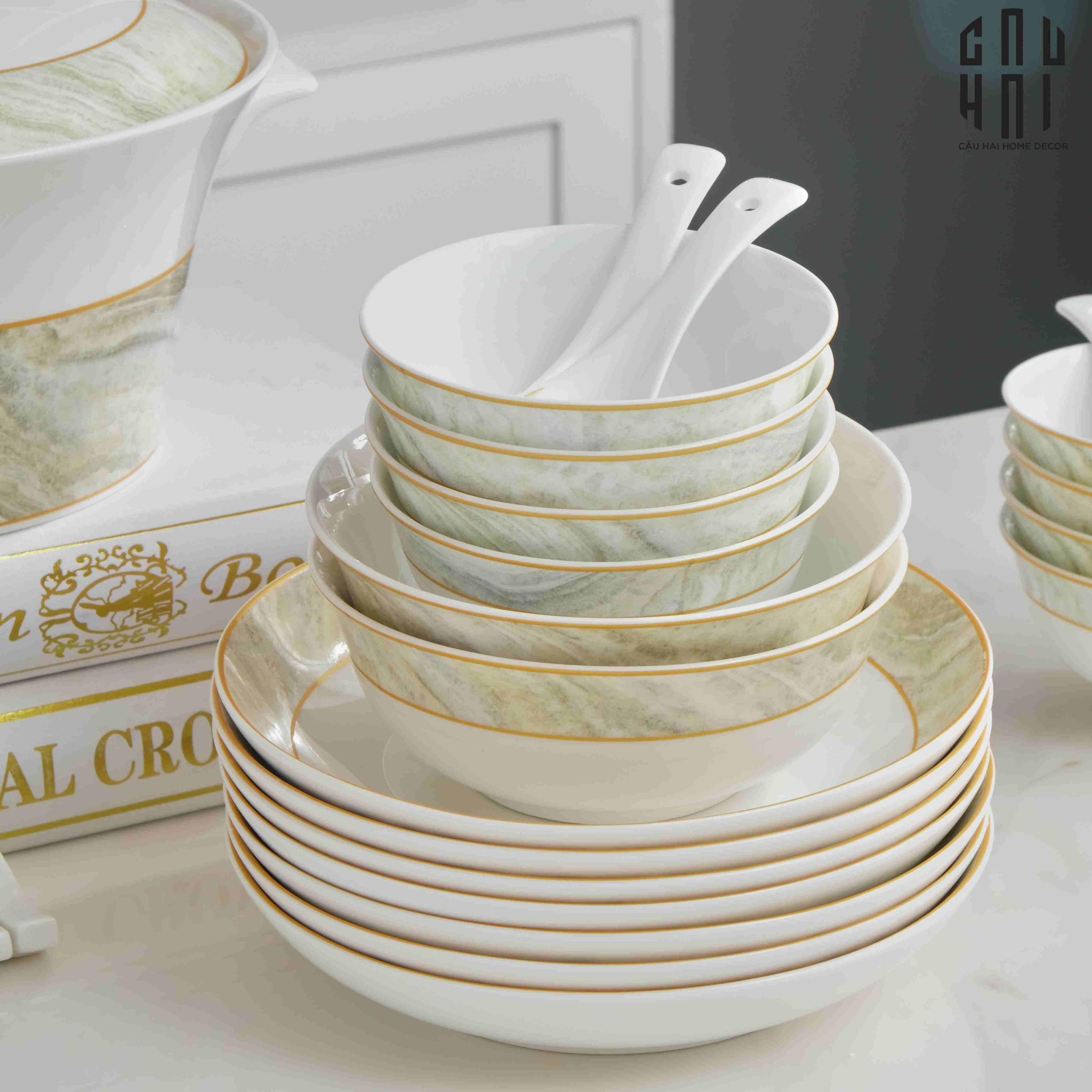 HOME COUTURE - SET CHÉN DĨA LA SATURNE D'OR 58PCS SS25 - CẬU HAI HOME DECOR