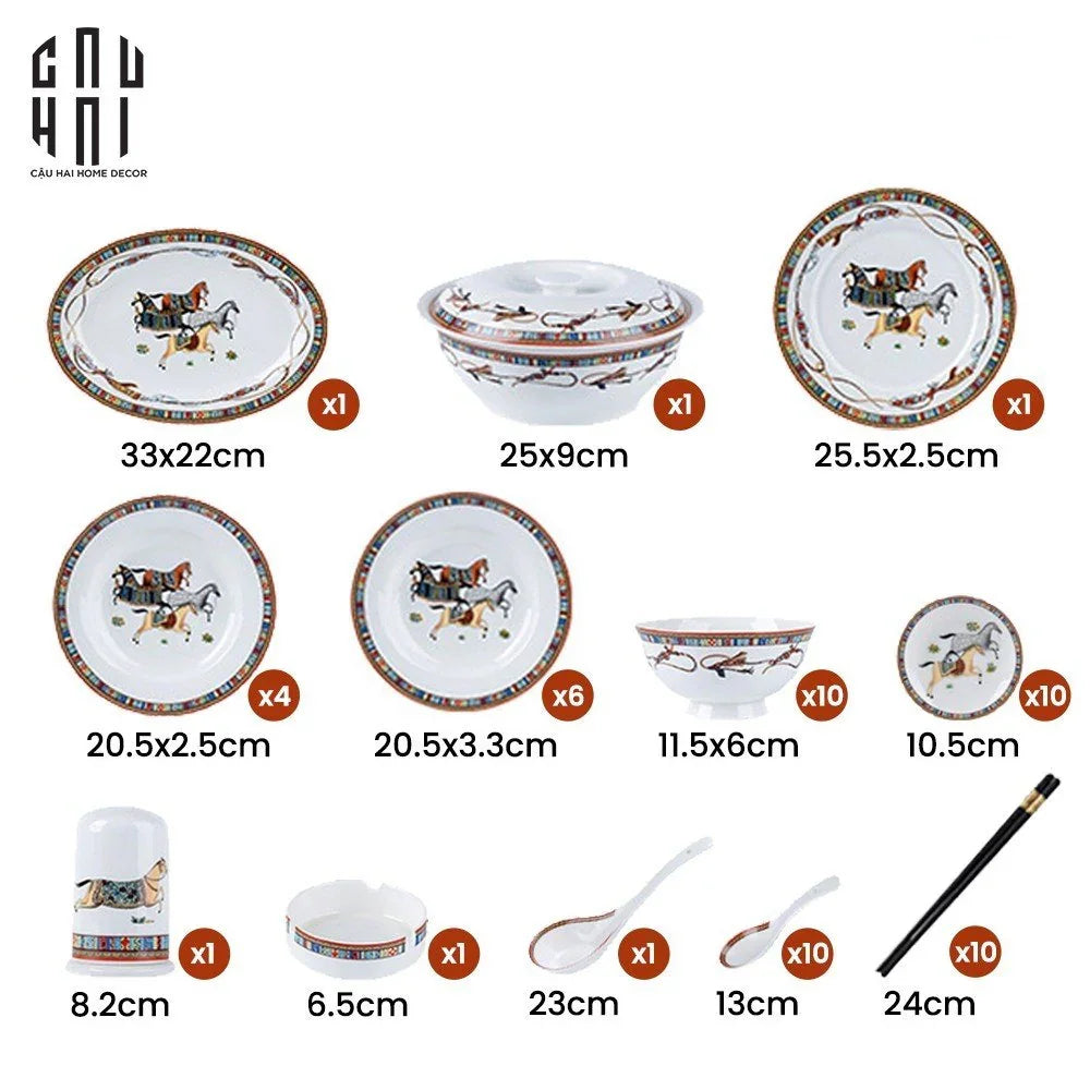 HOME COUTURE - SET CHÉN DĨA LEGACY PREMIUM 56PCS SS25 - CẬU HAI HOME DECOR