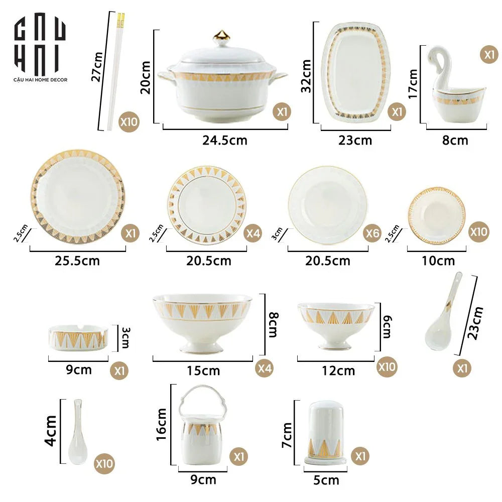 HOME COUTURE - SET CHÉN DĨA L'EMPIRE DE LA LUMIÈRE 72 PCS SS25 - CẬU HAI HOME DECOR