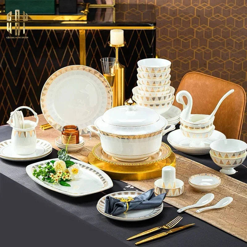 HOME COUTURE - SET CHÉN DĨA L'EMPIRE DE LA LUMIÈRE 72 PCS SS25 - CẬU HAI HOME DECOR