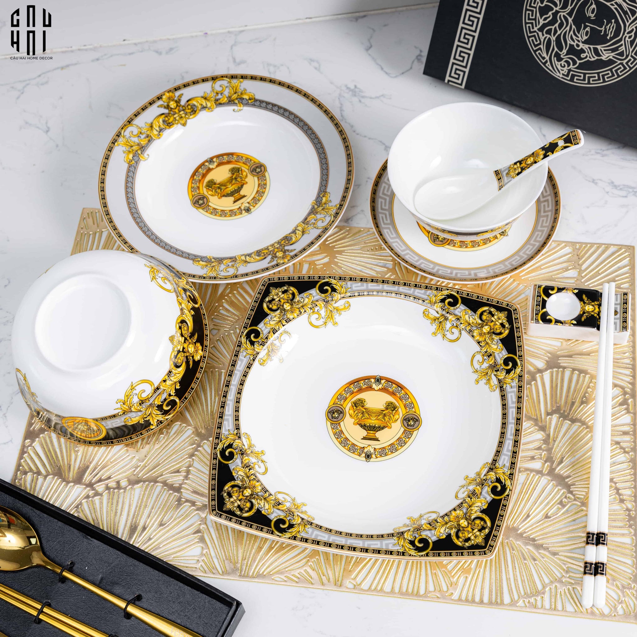 HOME COUTURE - SET CHÉN DĨA PALAIS DE MÉDUSE 8PCS SS25 - CẬU HAI HOME DECOR
