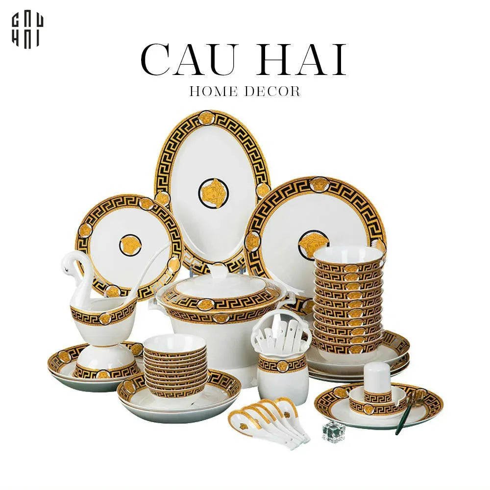 Home Couture - Set Chén Dĩa Prestige Greek Key 48Pcs - CẬU HAI HOME DECOR