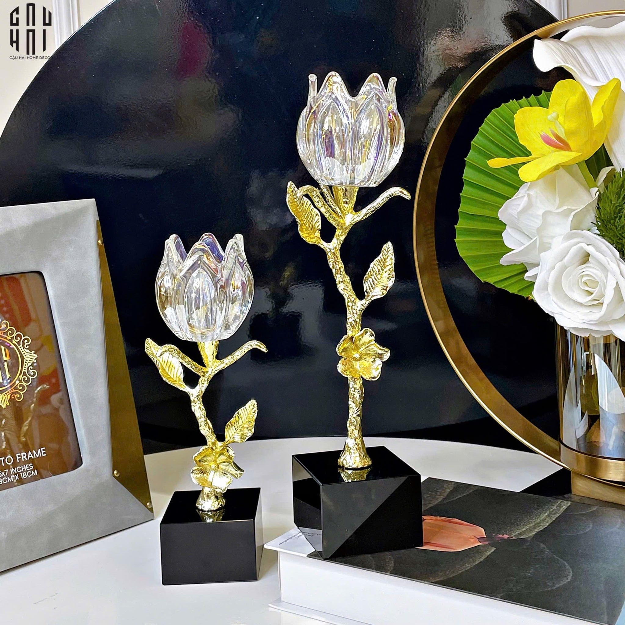 HOME COUTURE - SET ĐẾ NẾN CRYSTAL LIGHT ROSÉ - CẬU HAI HOME DECOR