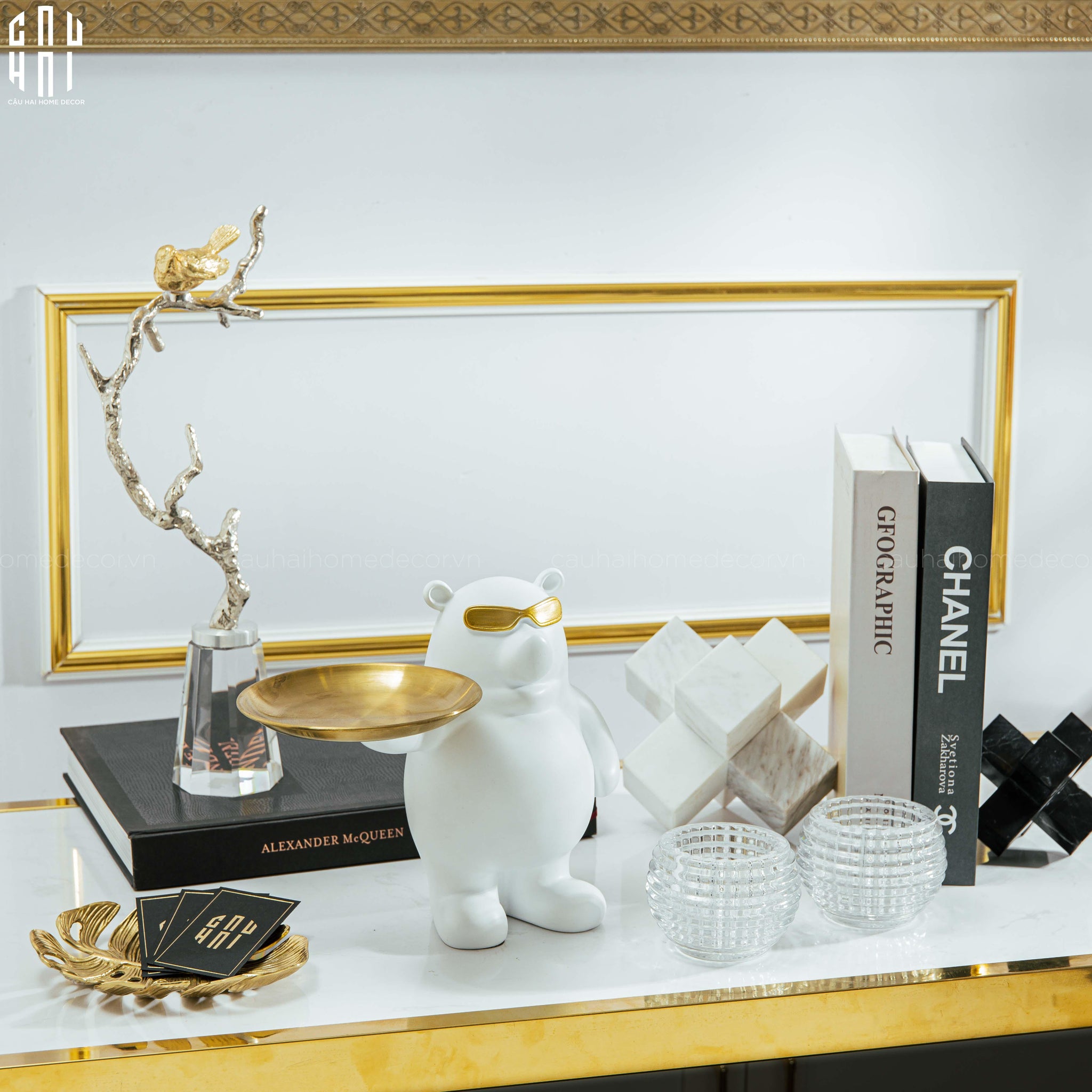 HOME COUTURE - SET TƯỢNG MARBLE CROSS REFLECTION - SS25-CẬU HAI HOME DECOR
