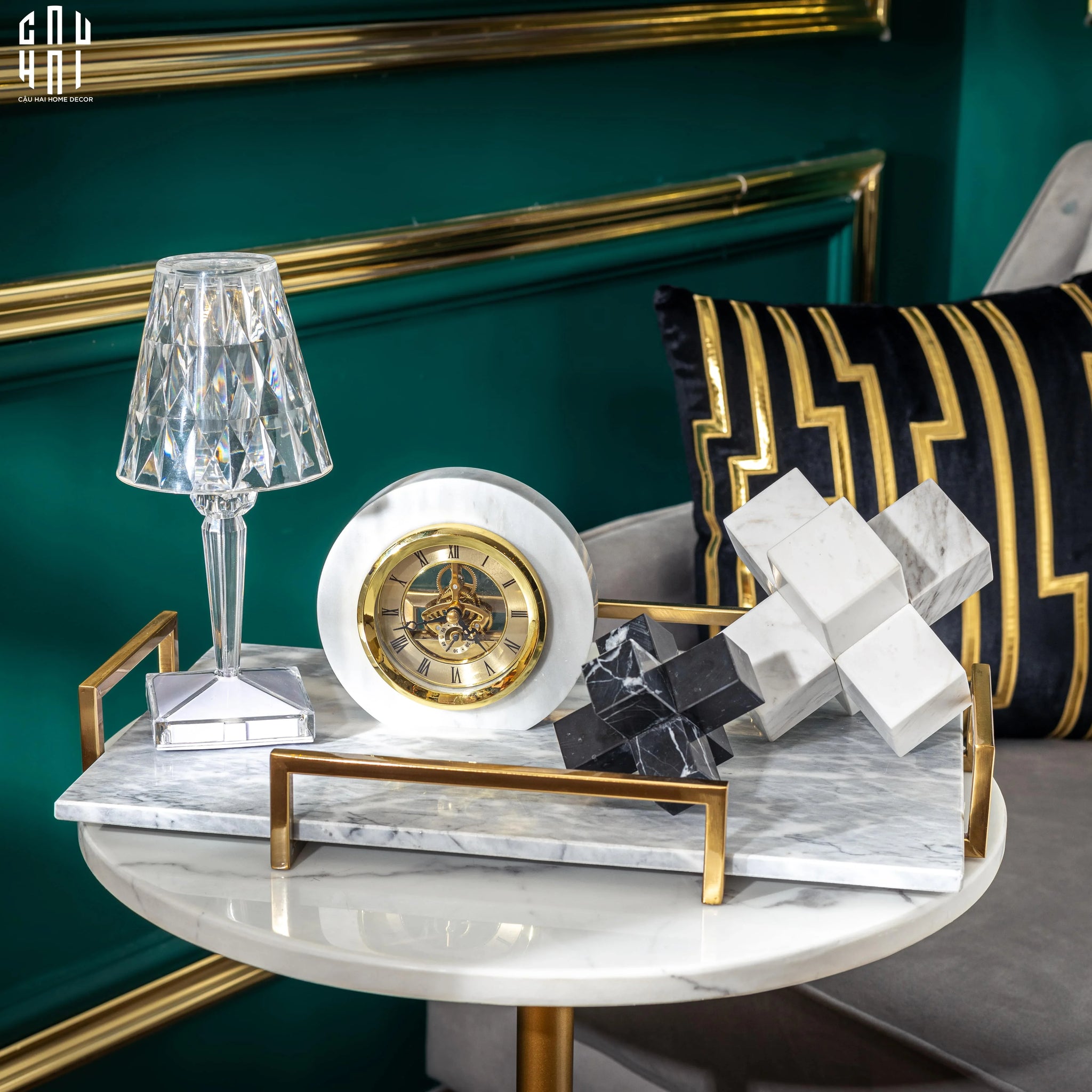 HOME COUTURE - SET TƯỢNG MARBLE CROSS REFLECTION - SS25-CẬU HAI HOME DECOR