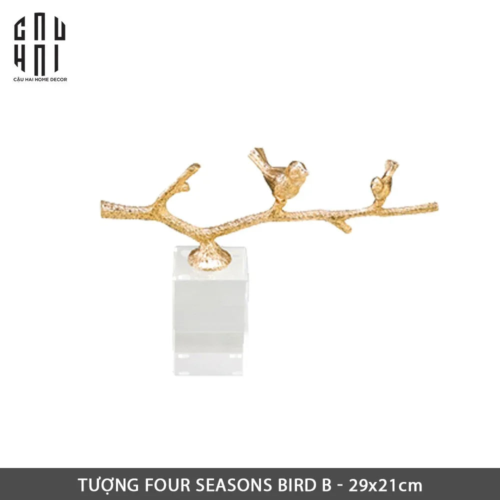 Home Couture - Tượng Brasson Crystal Four Seasons Bird Ss25-CẬU HAI HOME DECOR