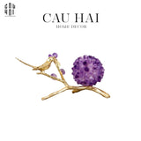 HOME COUTURE - TƯỢNG CHIM SƠN CA NIGHTINGALE AMETHYST-CẬU HAI HOME DECOR