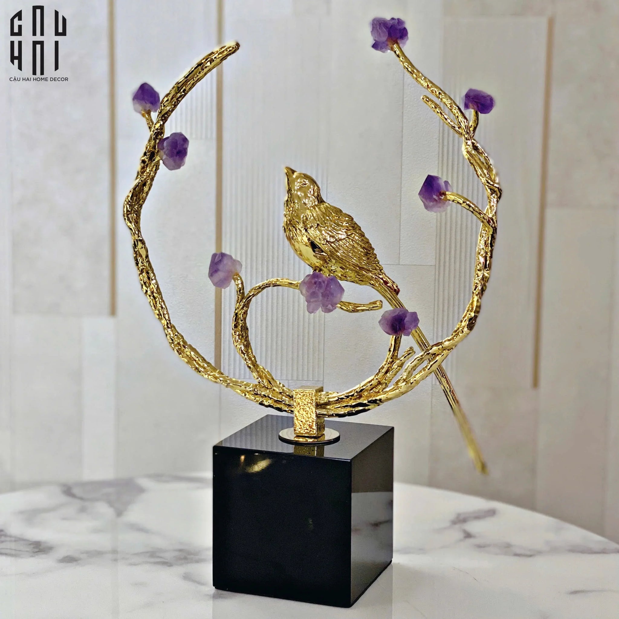 HOME COUTURE - TƯỢNG ĐỒNG BIRD AMETHYST-CẬU HAI HOME DECOR