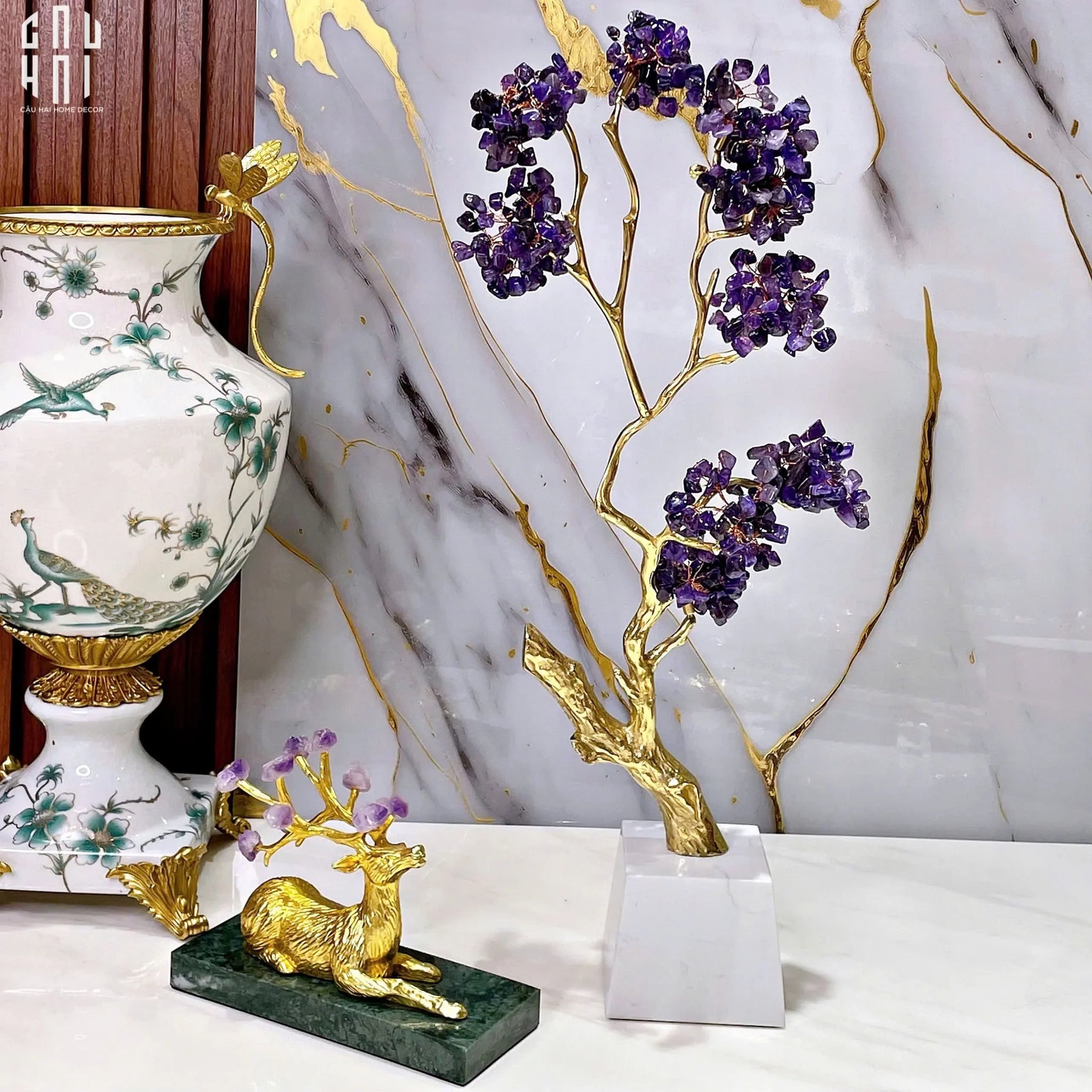 HOME COUTURE - TƯỢNG ĐỒNG ĐÁ QUÝ TREE OF WISDOM-CẬU HAI HOME DECOR