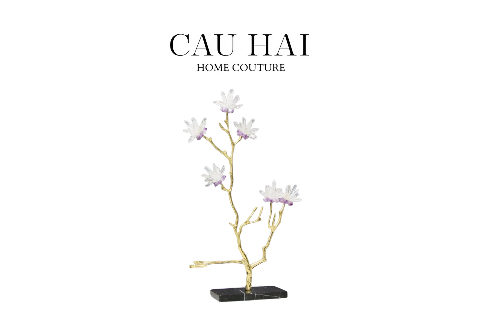 HOME COUTURE - TƯỢNG ĐỒNG GEMSTONE - LES FLEURS BLANCHES H50-CẬU HAI HOME DECOR