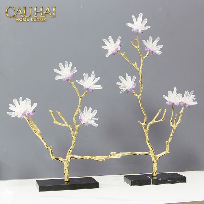 HOME COUTURE - TƯỢNG ĐỒNG GEMSTONE - LES FLEURS BLANCHES H50-CẬU HAI HOME DECOR