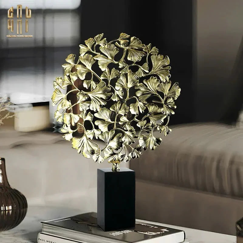 HOME COUTURE - TƯỢNG ĐỒNG LÁ NGÂN HẠNH GINKGO LEGACY JARDIN IMPÉRIAL H44-CẬU HAI HOME DECOR