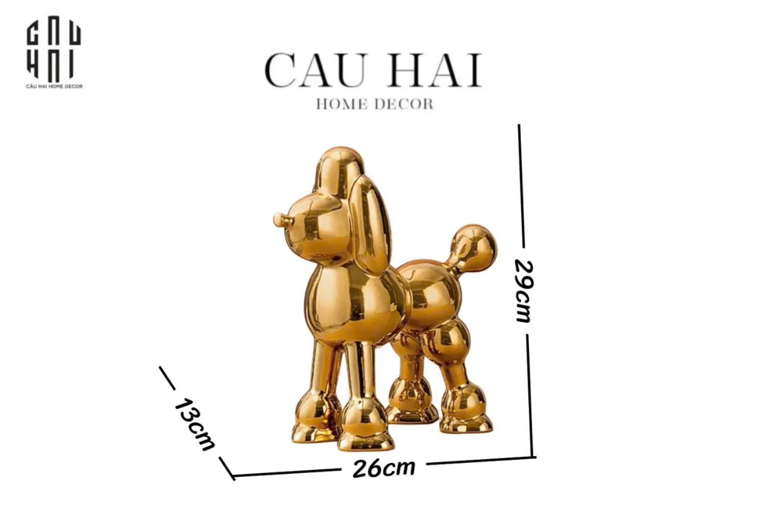 HOME COUTURE - TƯỢNG GILDED ROYAL POODLE-CẬU HAI HOME DECOR