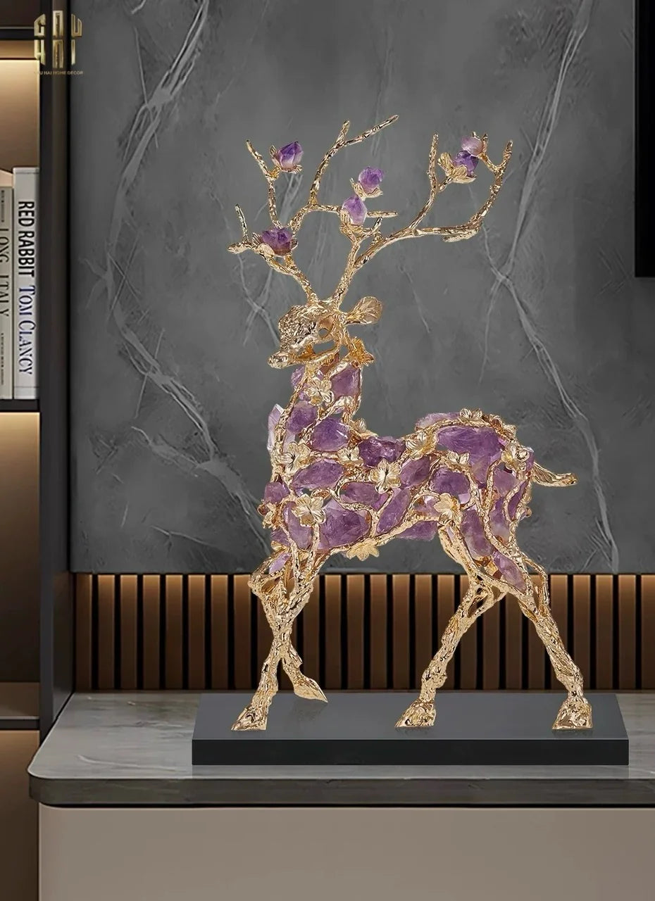 Home Couture - Tượng Hươu Sừng Đá Quý Sentinel Prime Jewelry Elk - H44-CẬU HAI HOME DECOR