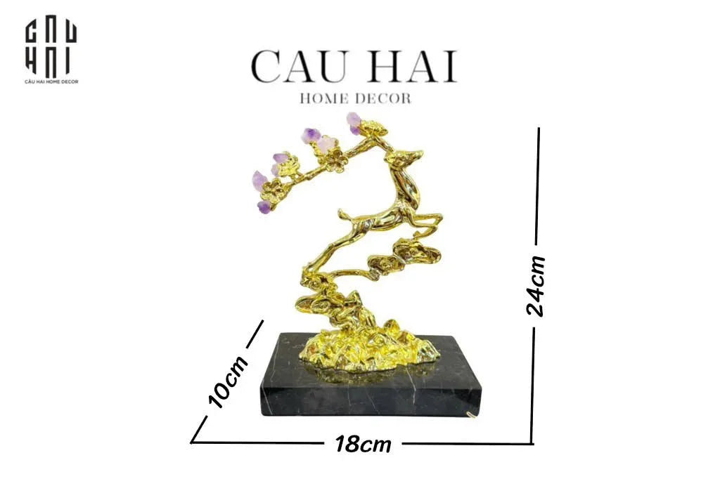 HOME COUTURE - TƯỢNG HƯƠU GOLDEN ELK OF FORTUNE AMETHYST-CẬU HAI HOME DECOR