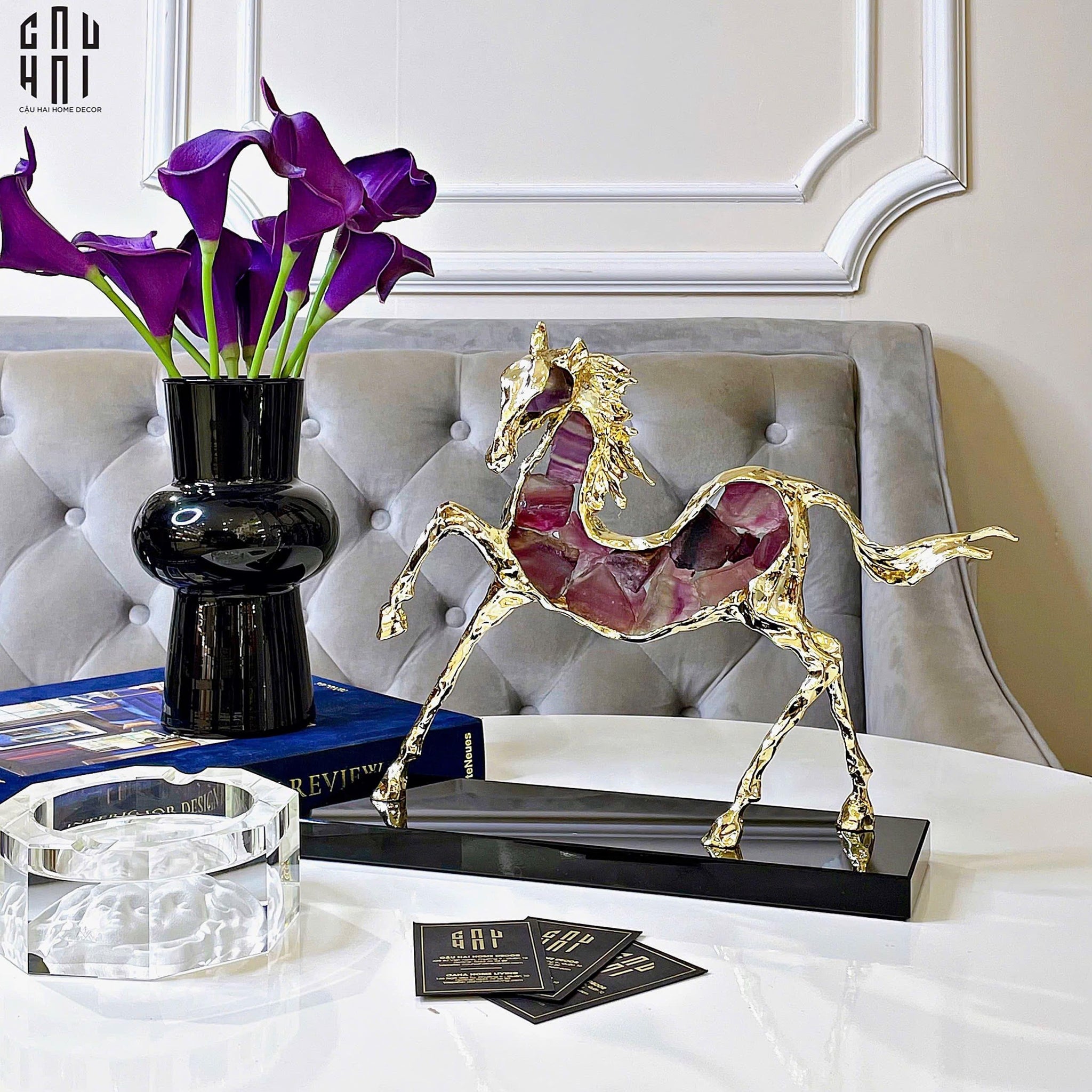 HOME COUTURE - TƯỢNG NGỰA ĐỒNG ĐÁ QUÝ JEWELRY ÉLITE DU CAVALIÈR-CẬU HAI HOME DECOR