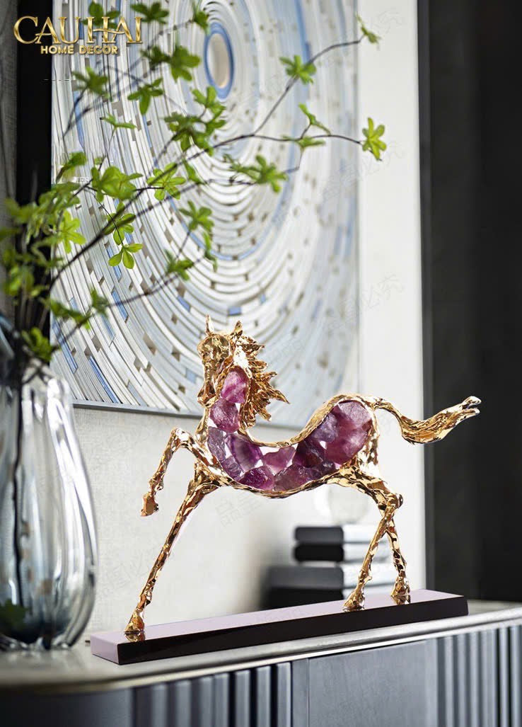 HOME COUTURE - TƯỢNG NGỰA ĐỒNG ĐÁ QUÝ JEWELRY ÉLITE DU CAVALIÈR-CẬU HAI HOME DECOR