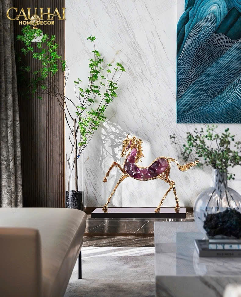 HOME COUTURE - TƯỢNG NGỰA ĐỒNG ĐÁ QUÝ JEWELRY ÉLITE DU CAVALIÈR-CẬU HAI HOME DECOR