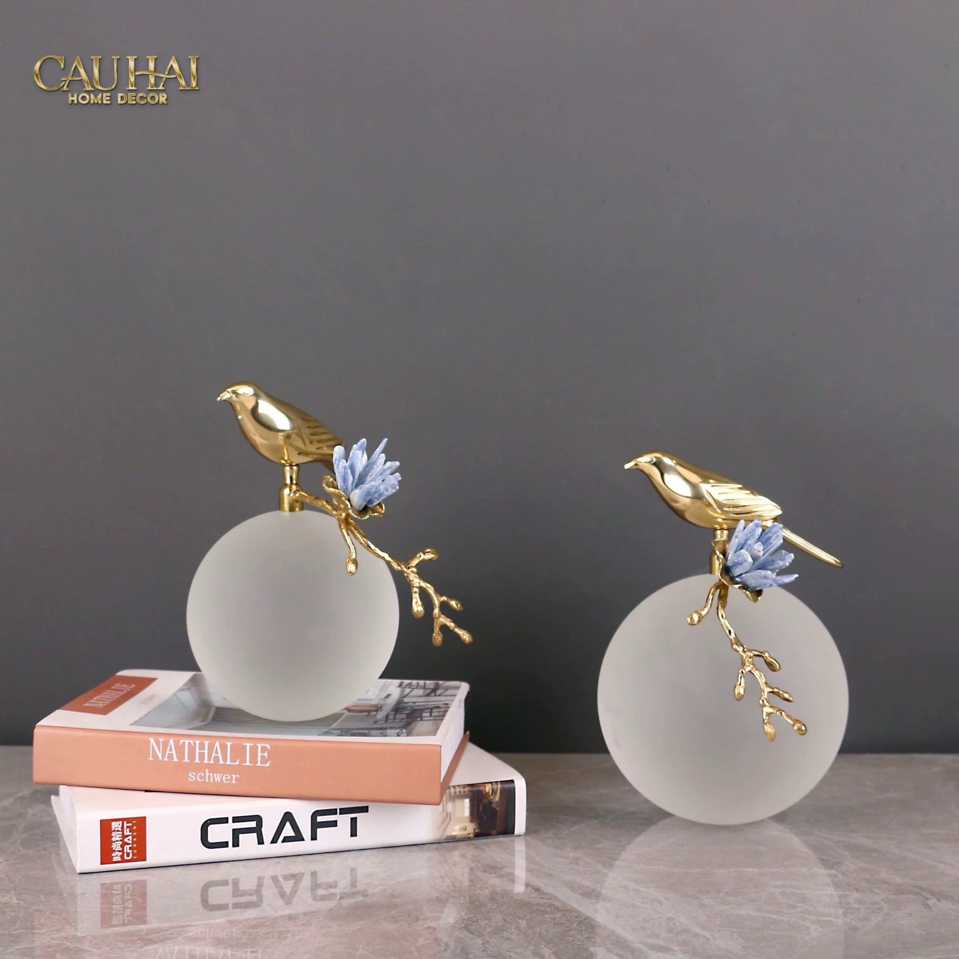 HOME COUTURE - TƯỢNG QUẢ CẦU PHA LÊ JEWELRY DYNASTY BIRD-CẬU HAI HOME DECOR