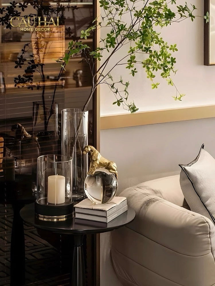 HOME COUTURE - TƯỢNG QUẢ CẦU PHA LÊ MAJESTIC PANTHER MATTE CRYSTAL GLOBE-CẬU HAI HOME DECOR