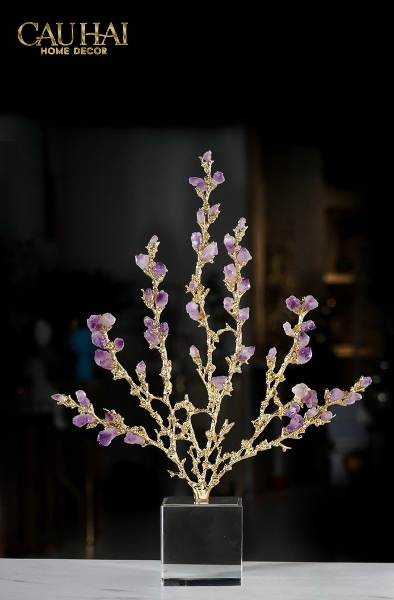 HOME COUTURE - TƯỢNG SAN HÔ ĐÁ QUÝ JEWELRY CORAL H42-CẬU HAI HOME DECOR