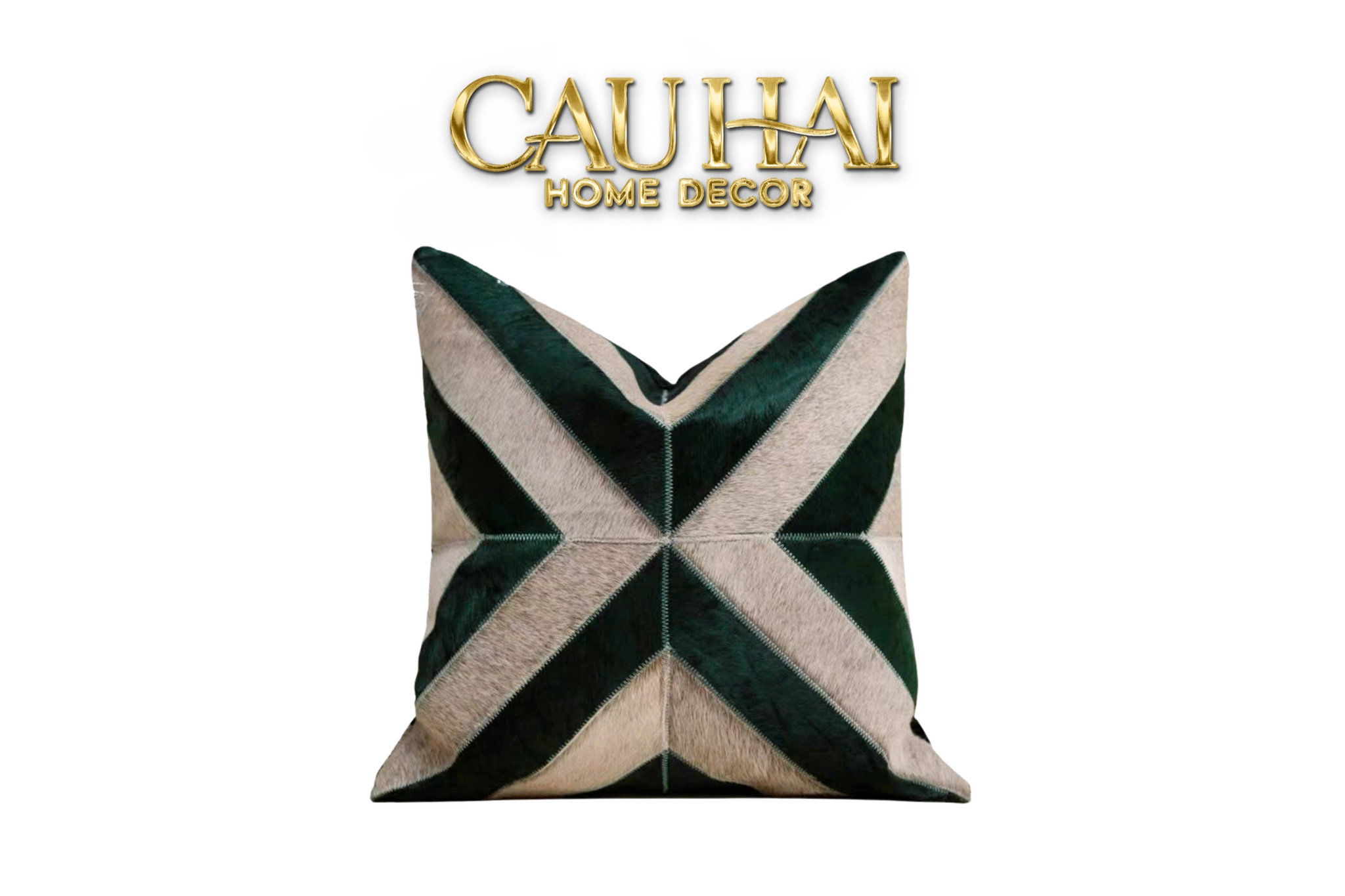 Home Couture - Vỏ Gối Da Chevron Patchwork 45 - CẬU HAI HOME DECOR