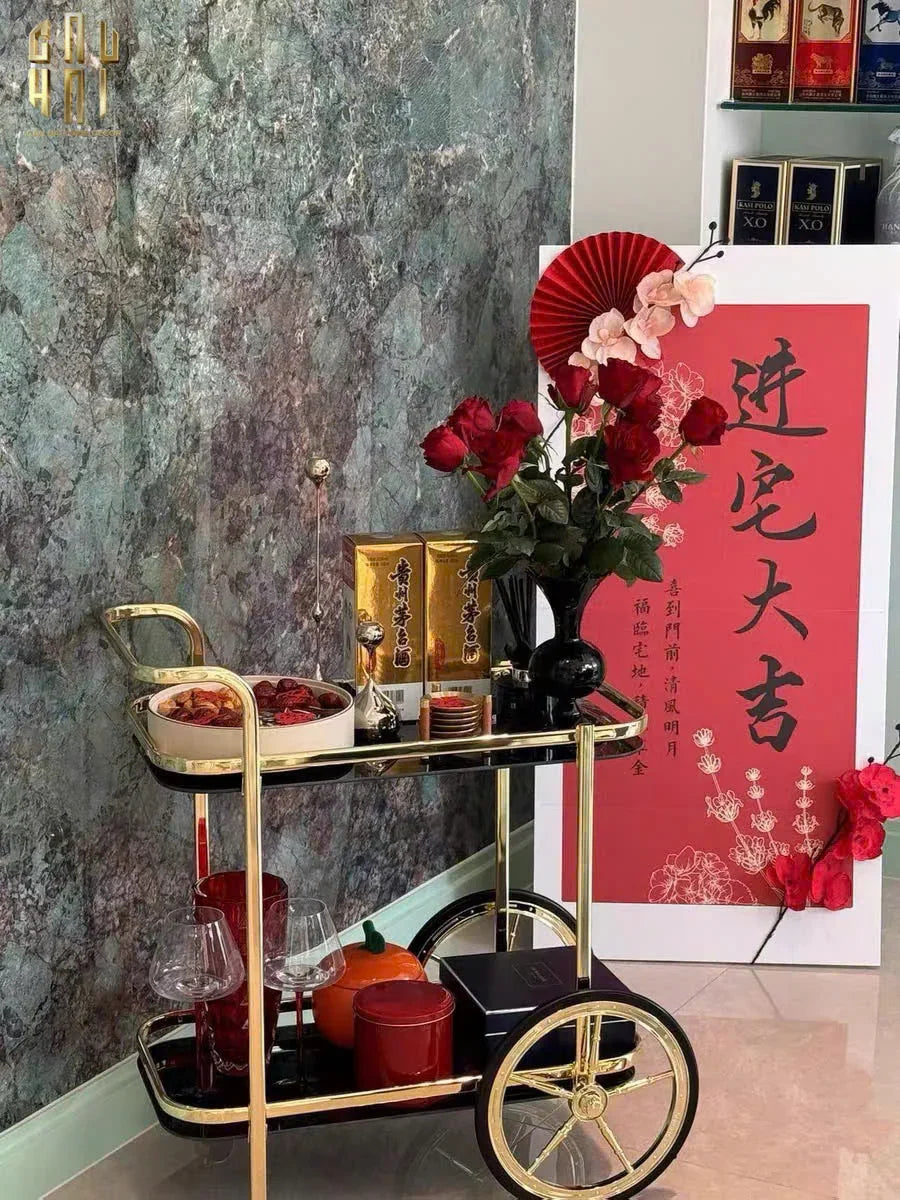 HOME COUTURE - XE ĐẨY QUẦY BAR CAR HEMINGWAY TROLLEY - BLACK MIRROR - CẬU HAI HOME DECOR