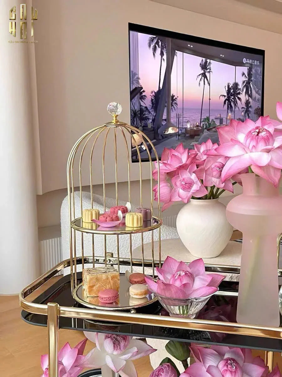 HOME COUTURE - XE ĐẨY QUẦY BAR CAR HEMINGWAY TROLLEY - BLACK MIRROR - CẬU HAI HOME DECOR