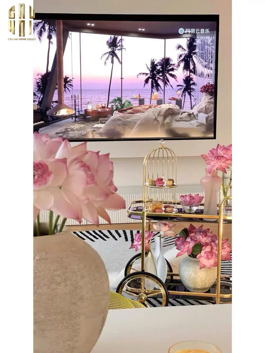 HOME COUTURE - XE ĐẨY QUẦY BAR CAR HEMINGWAY TROLLEY - BLACK MIRROR - CẬU HAI HOME DECOR