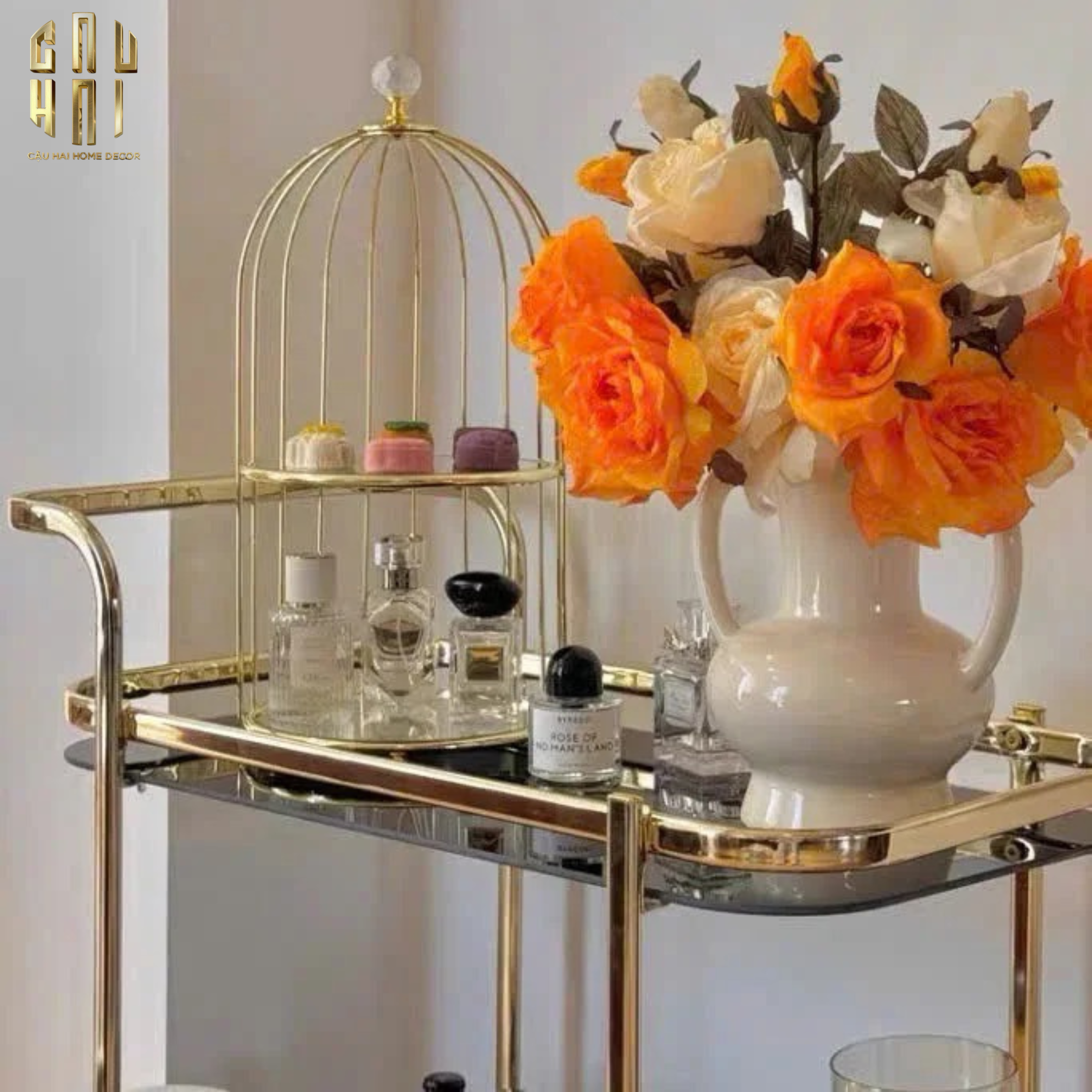 HOME COUTURE - XE ĐẨY QUẦY BAR CAR HEMINGWAY TROLLEY - BLACK MIRROR - CẬU HAI HOME DECOR