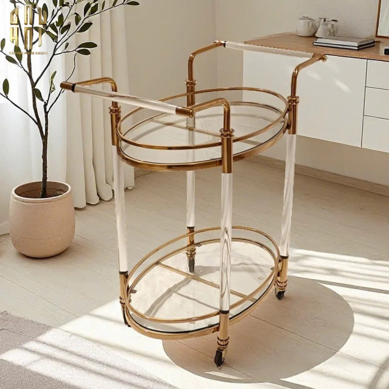 HOME COUTURE - XE QUẦY BAR GOLDEN LUCID TROLLEY - CẬU HAI HOME DECOR