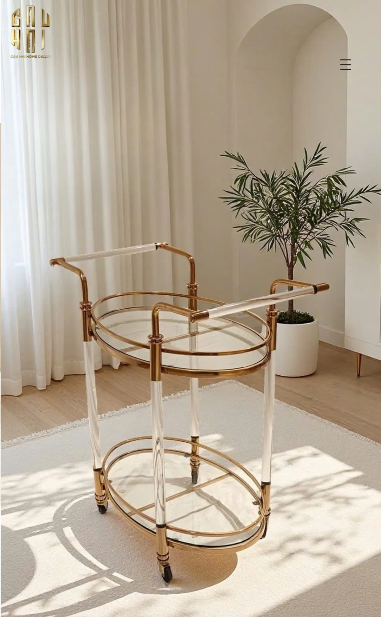 HOME COUTURE - XE QUẦY BAR GOLDEN LUCID TROLLEY - CẬU HAI HOME DECOR