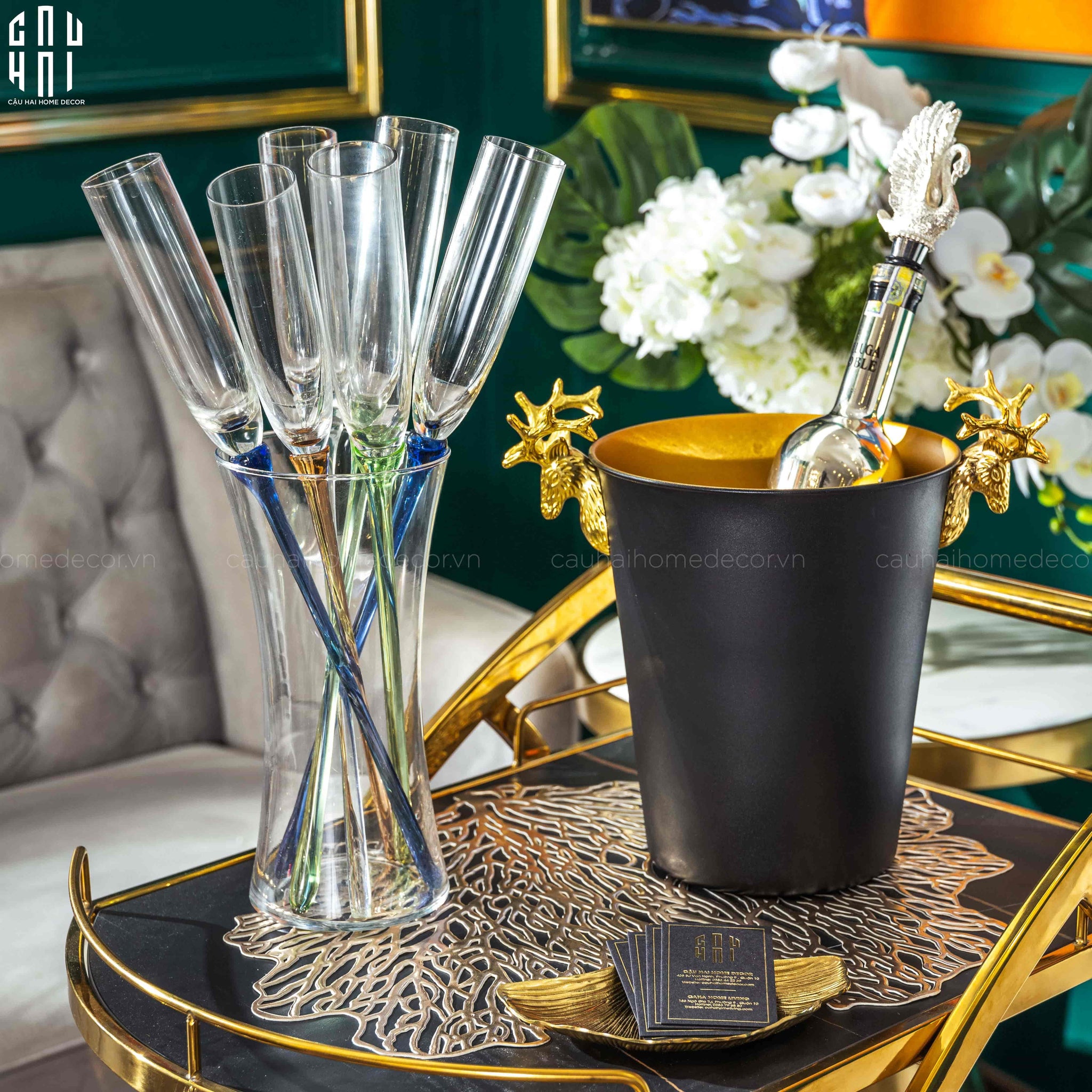 HOME COUTURE - GOLDEN ELK ICE BUCKET BLACK 5L SS25 - CẬU HAI HOME DECOR