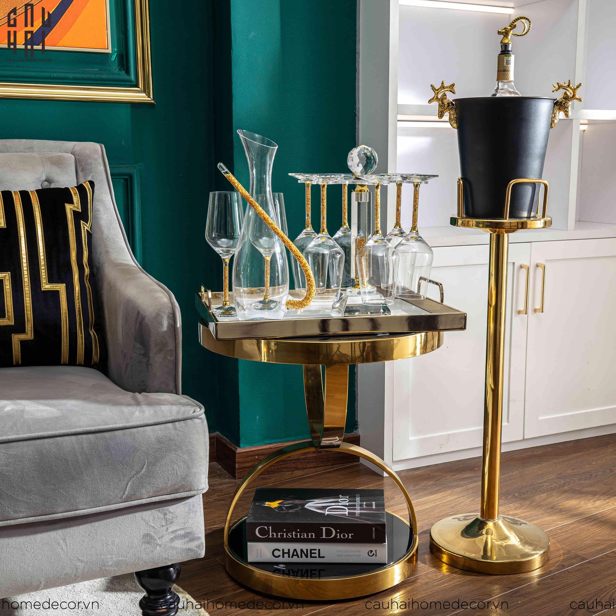 HOME COUTURE - GOLDEN ELK ICE BUCKET BLACK 5L SS25-CẬU HAI HOME DECOR