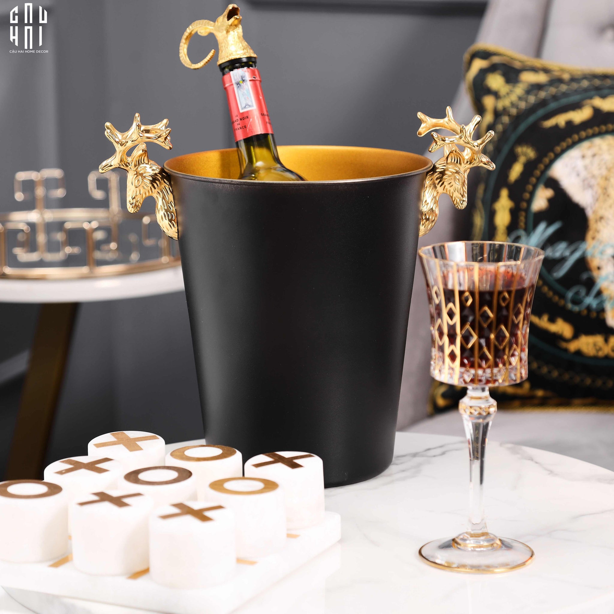 HOME COUTURE - GOLDEN ELK ICE BUCKET BLACK 5L SS25-CẬU HAI HOME DECOR