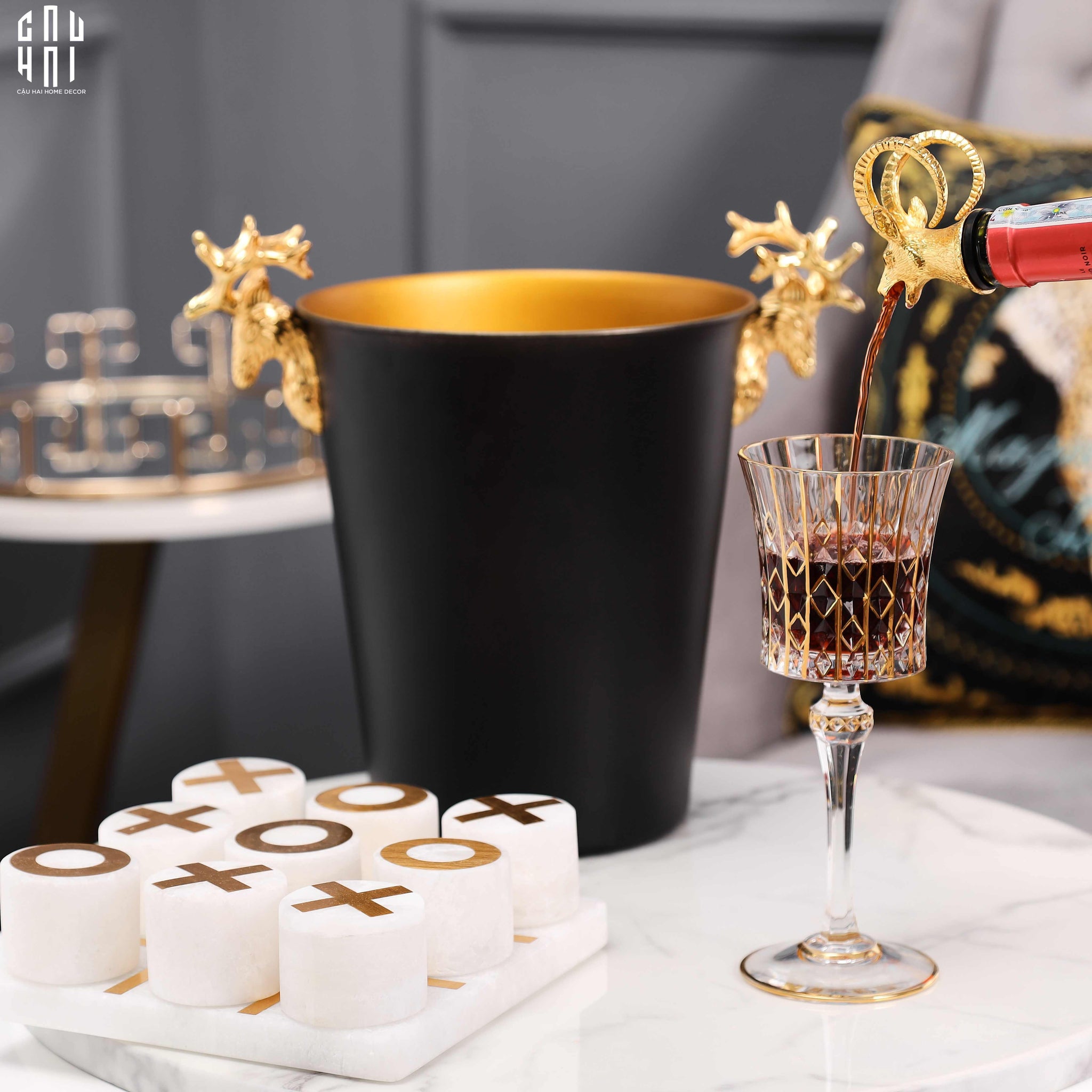 HOME COUTURE - GOLDEN ELK ICE BUCKET BLACK 5L SS25-CẬU HAI HOME DECOR