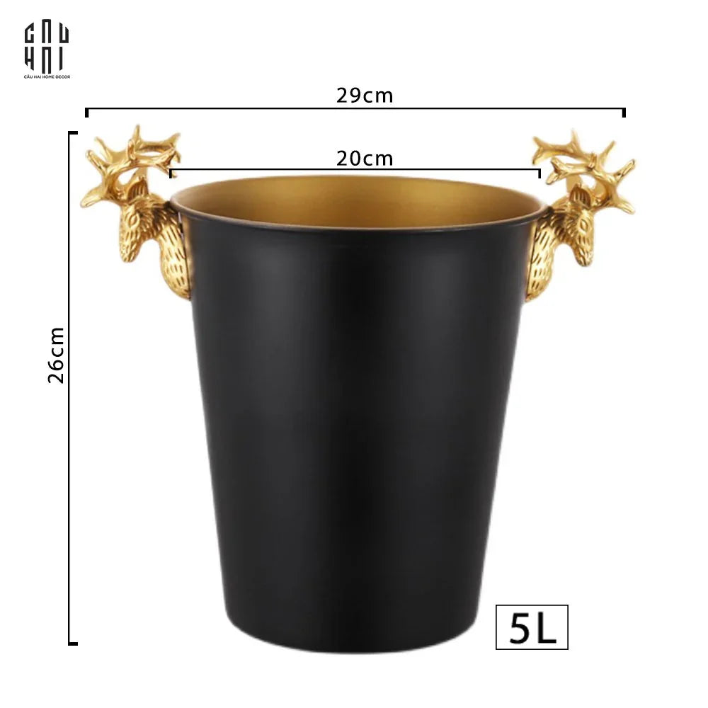 HOME COUTURE - GOLDEN ELK ICE BUCKET BLACK 5L SS25-CẬU HAI HOME DECOR